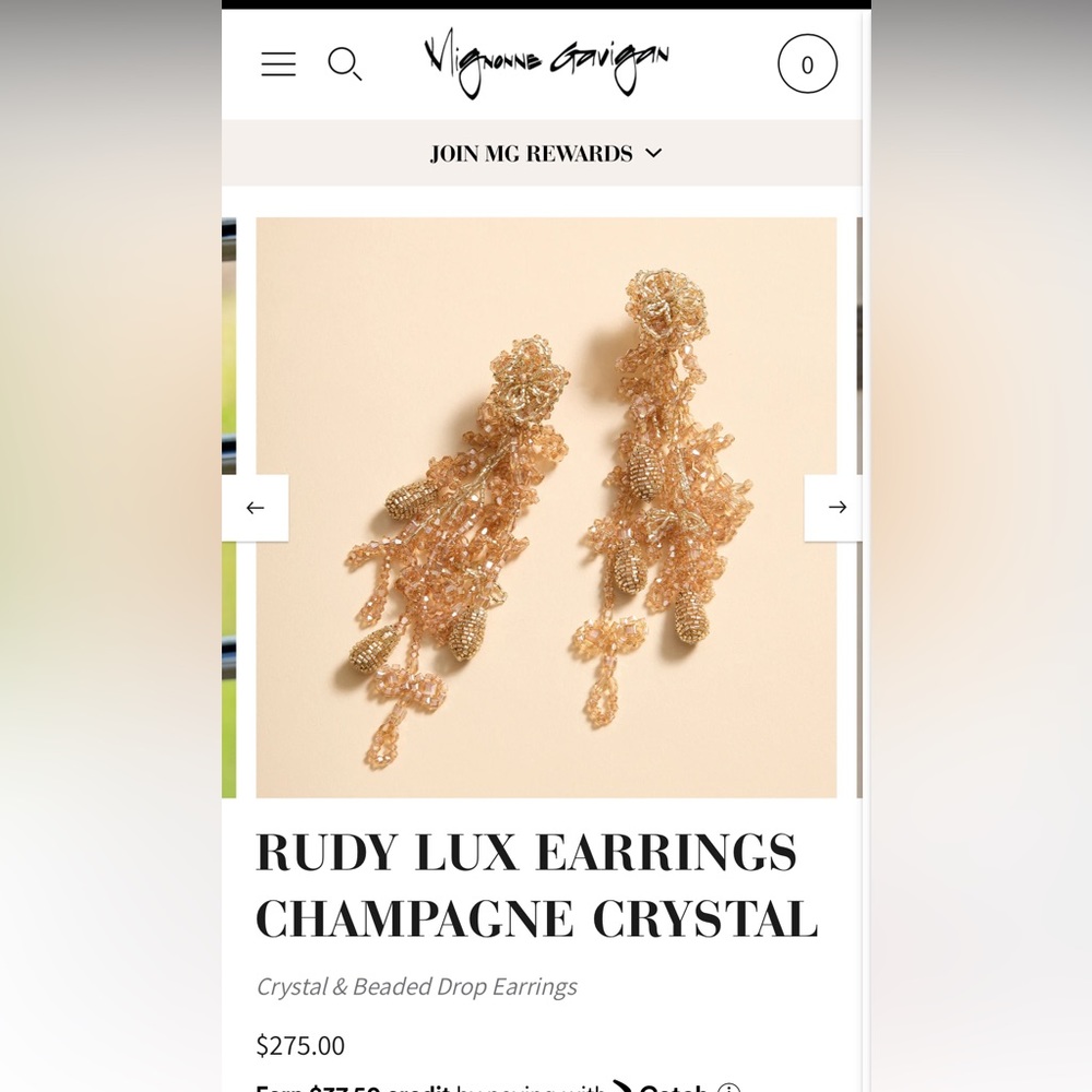 Mignonne Gavigan Rudy Lux Earrings Champagne Crystal